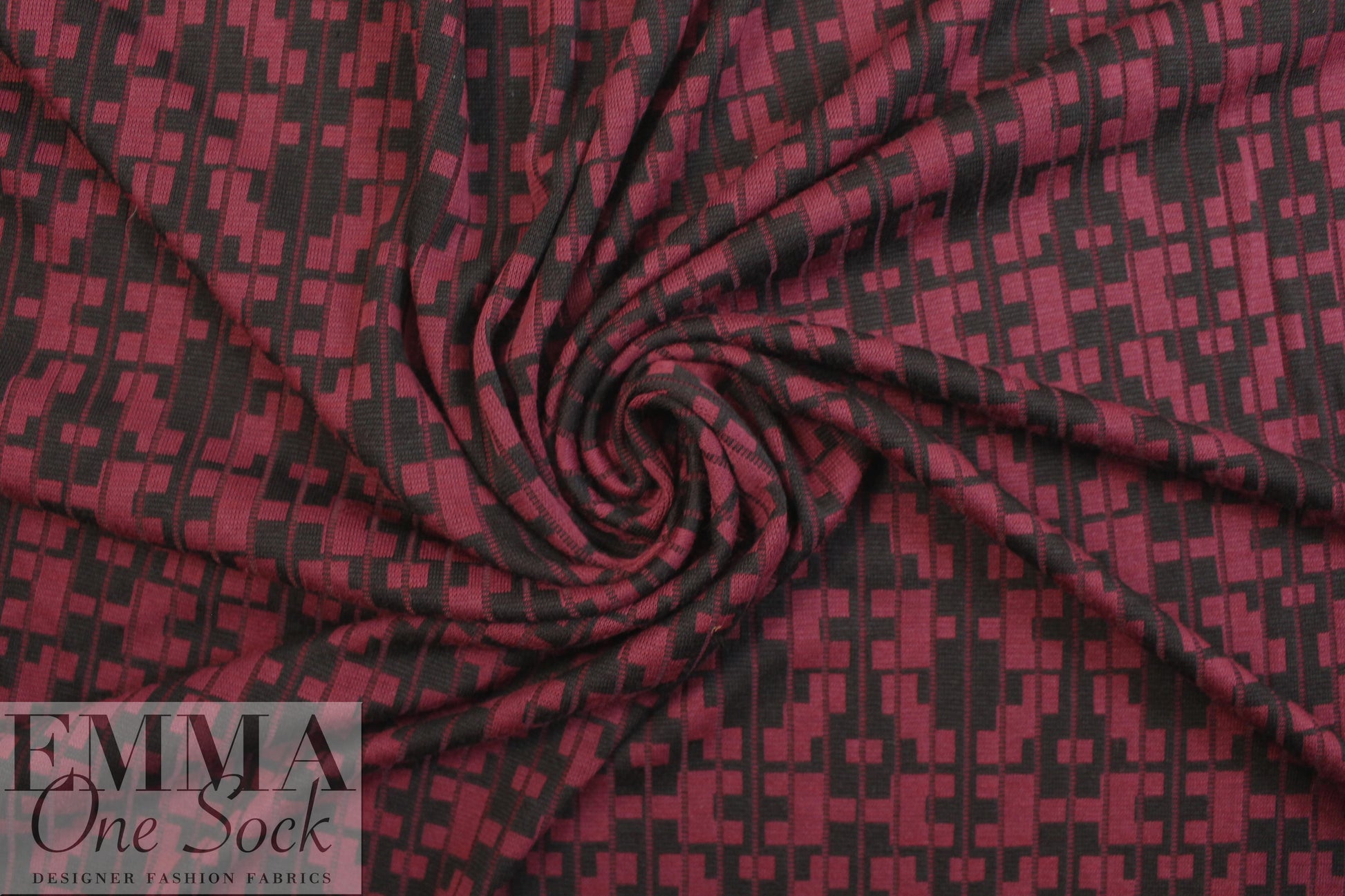 NY designer slatted tetris sweater knit - black/wine