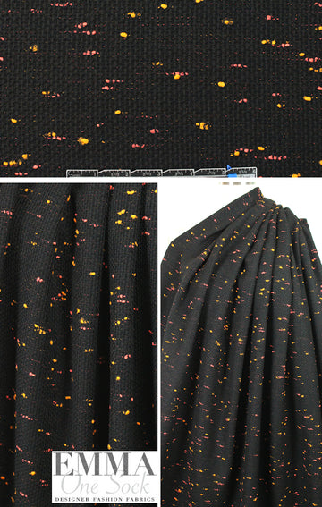 Italian cotton blend textured suiting - black/orange