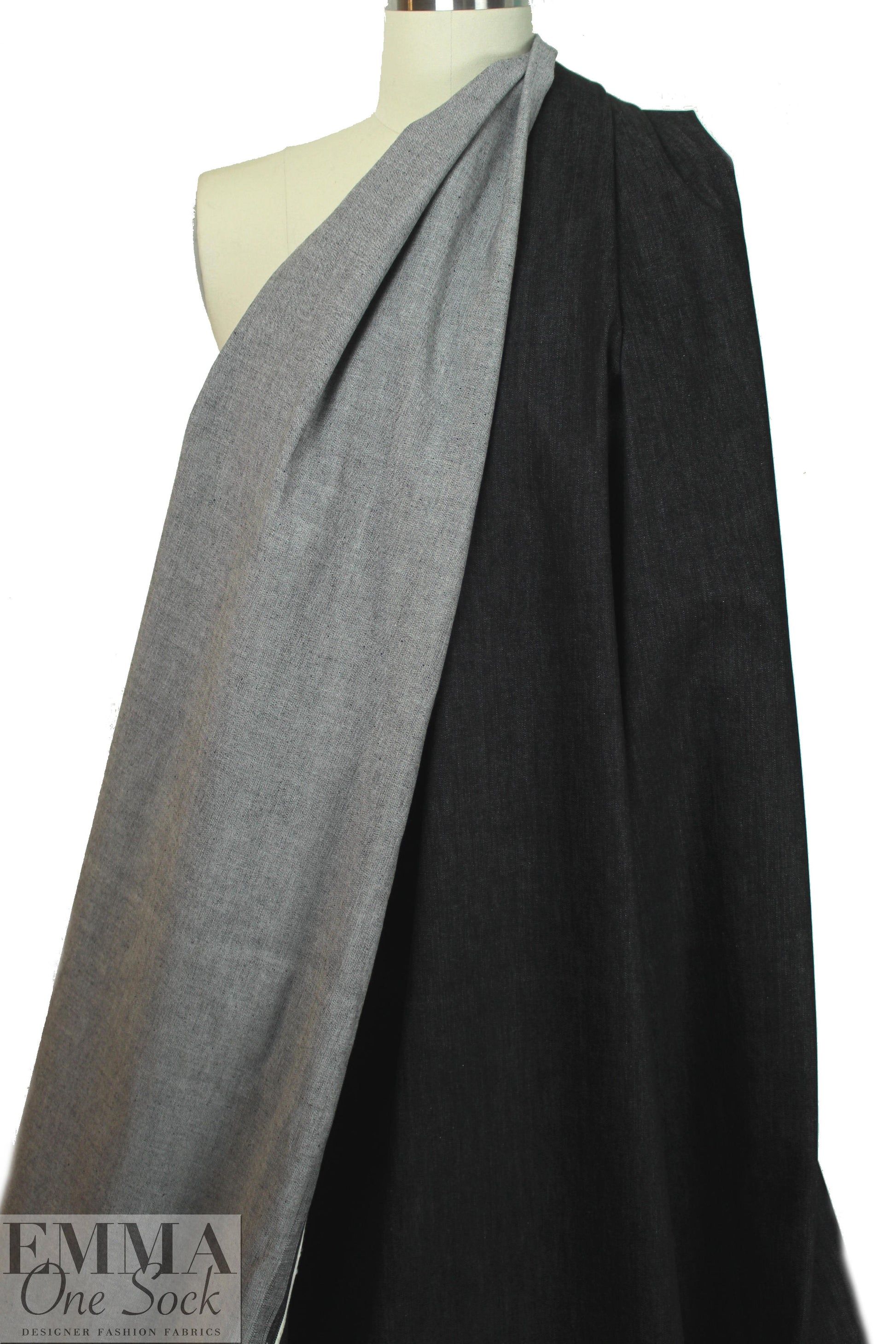 Italian stretch cotton blend denim - off-black