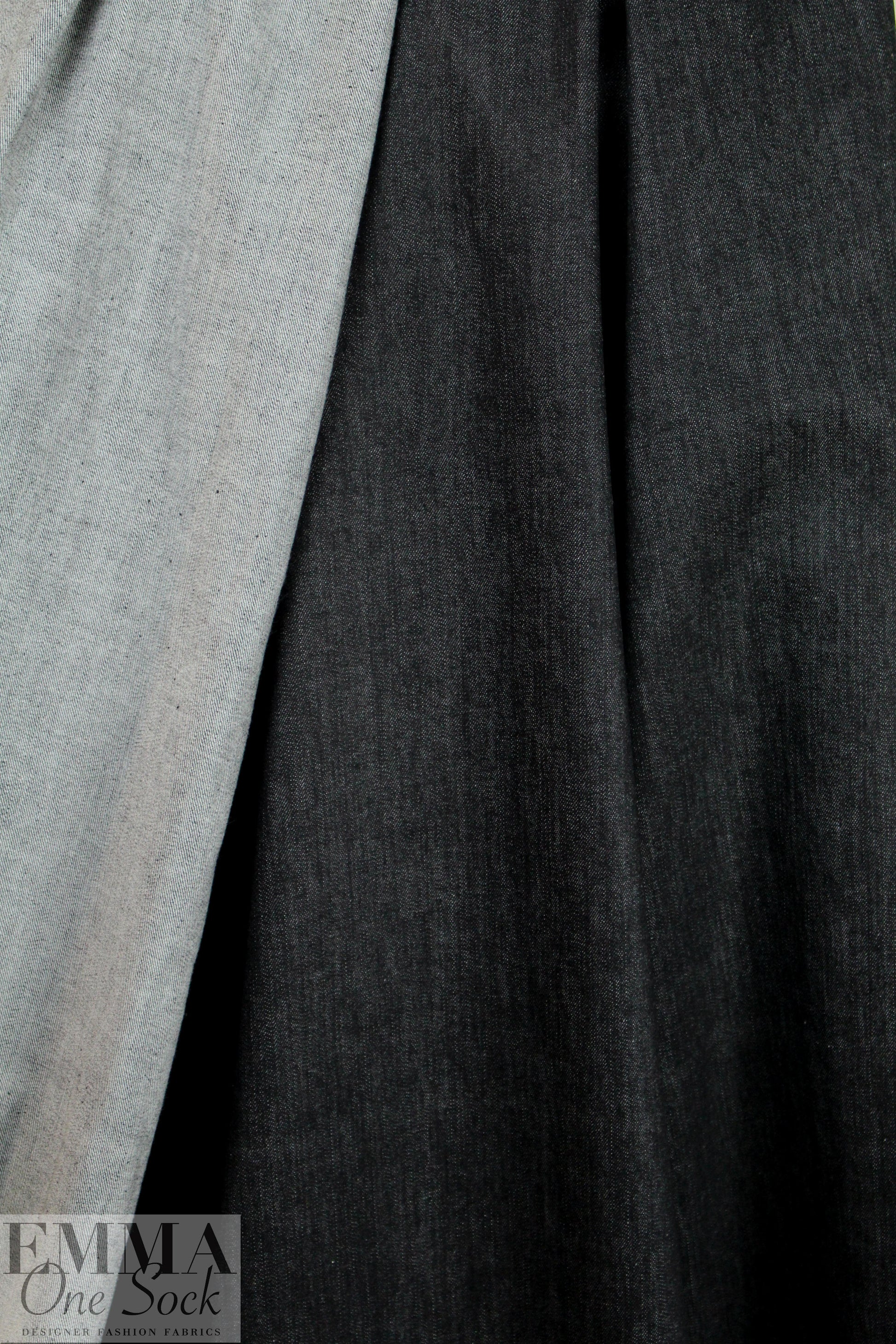Italian stretch cotton blend denim - off-black