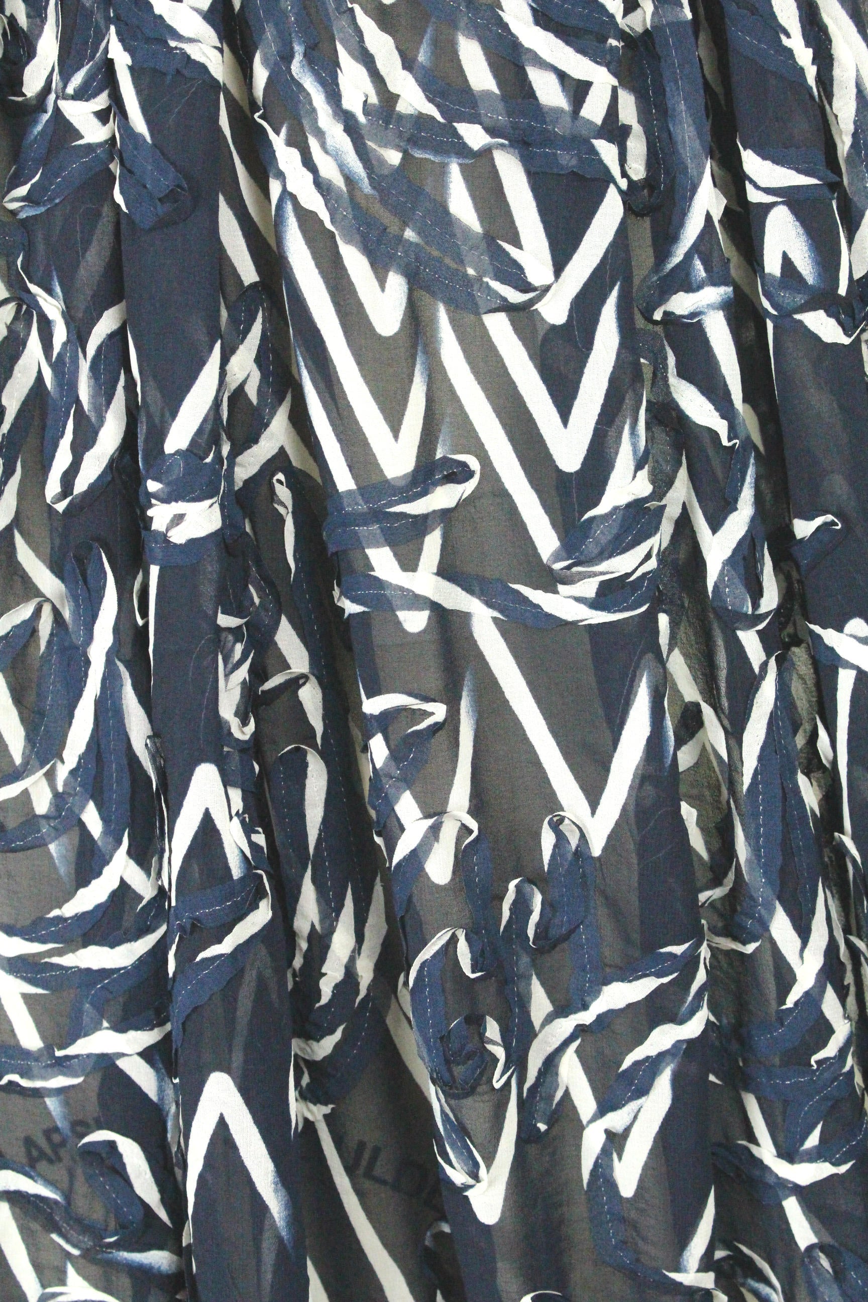 CA designer 'soutache' print - navy chevron 1.5 yd