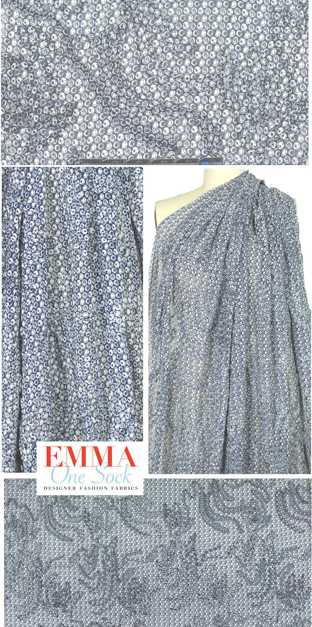 CA designer 'soutache' print - navy graphic 1.75 yds