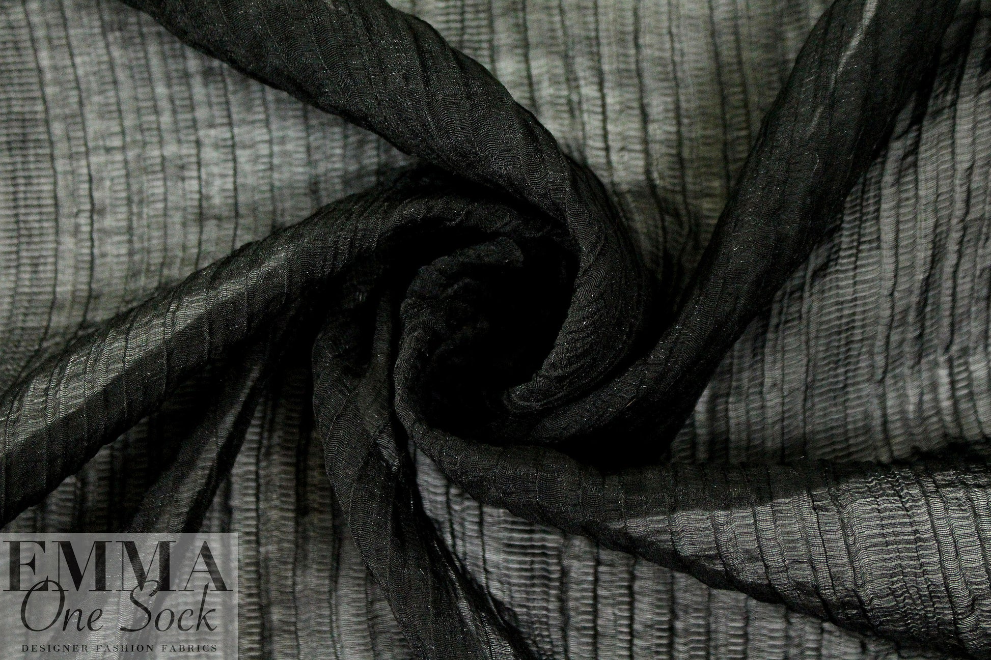 French black crinkle sheer with lurex sparkle 1.75 yd