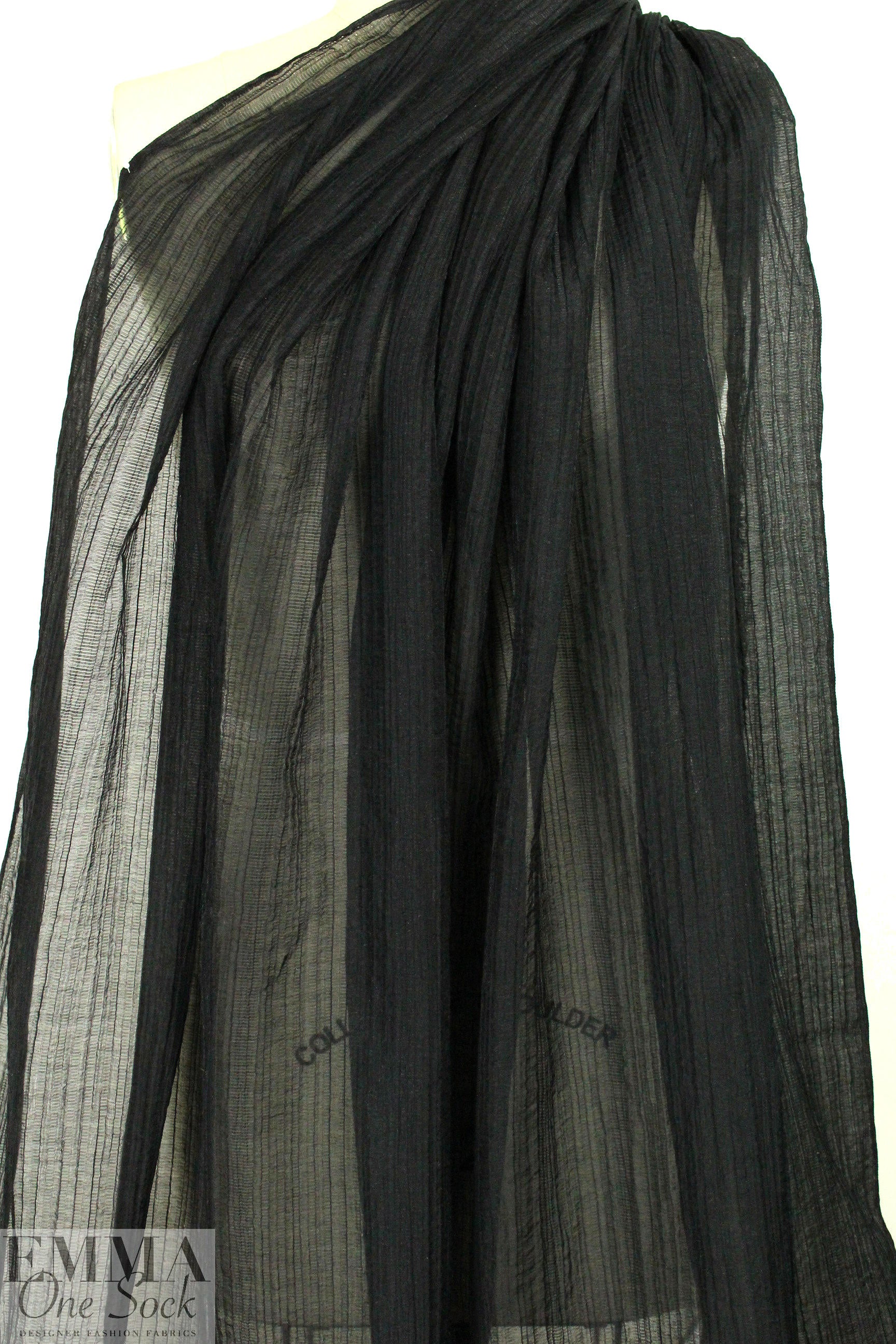 French black crinkle sheer with lurex sparkle .875 yds