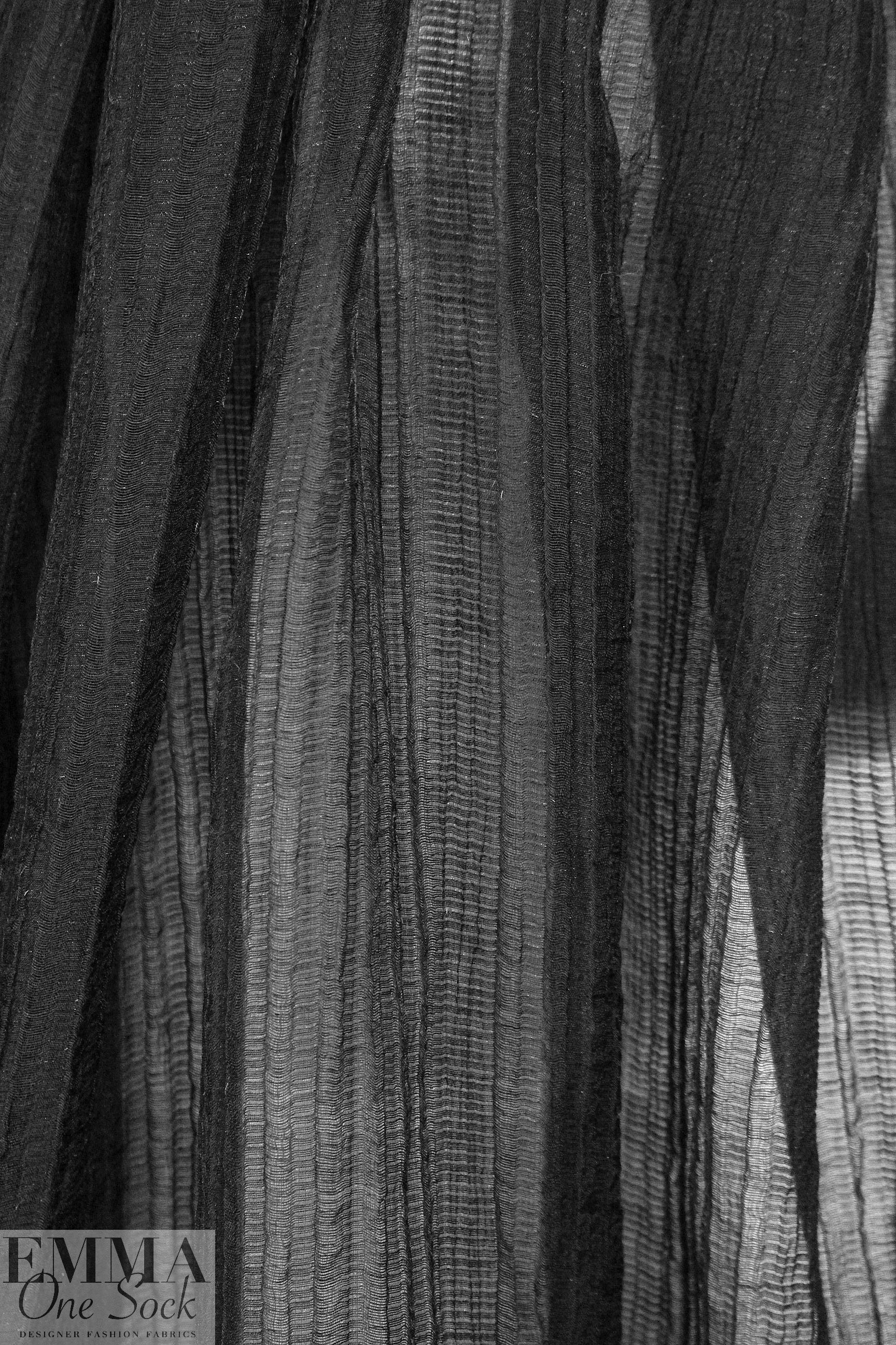 French black crinkle sheer with lurex sparkle