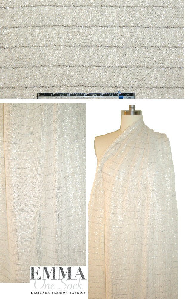 Mi11y cream/gold metallic stripe sheer sweater knit 1.5 yd