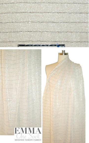 Mi11y cream/gold metallic stripe sheer sweater knit 1.66 yd