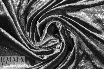 NY designer lush sparkly velvet lame' - black 2.375 yd