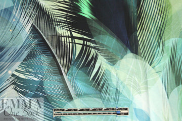 Dutch stylized feather cotton/lycra knit 1.375 yds Partial Panel