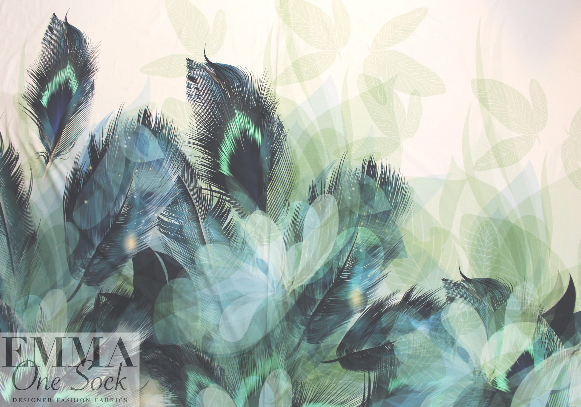 Dutch digital stylized feather cotton/lycra knit panel