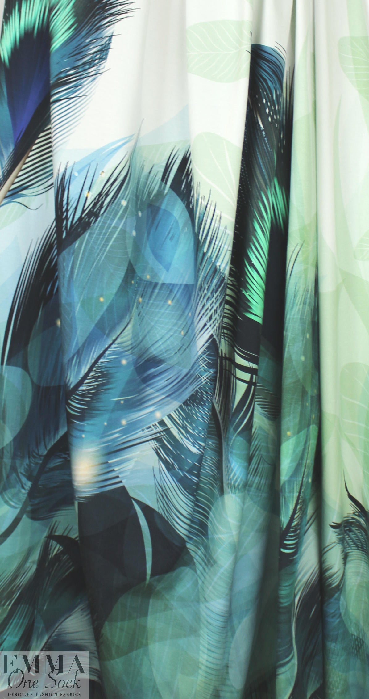 Dutch stylized feather cotton/lycra knit 1.375 yds Partial Panel