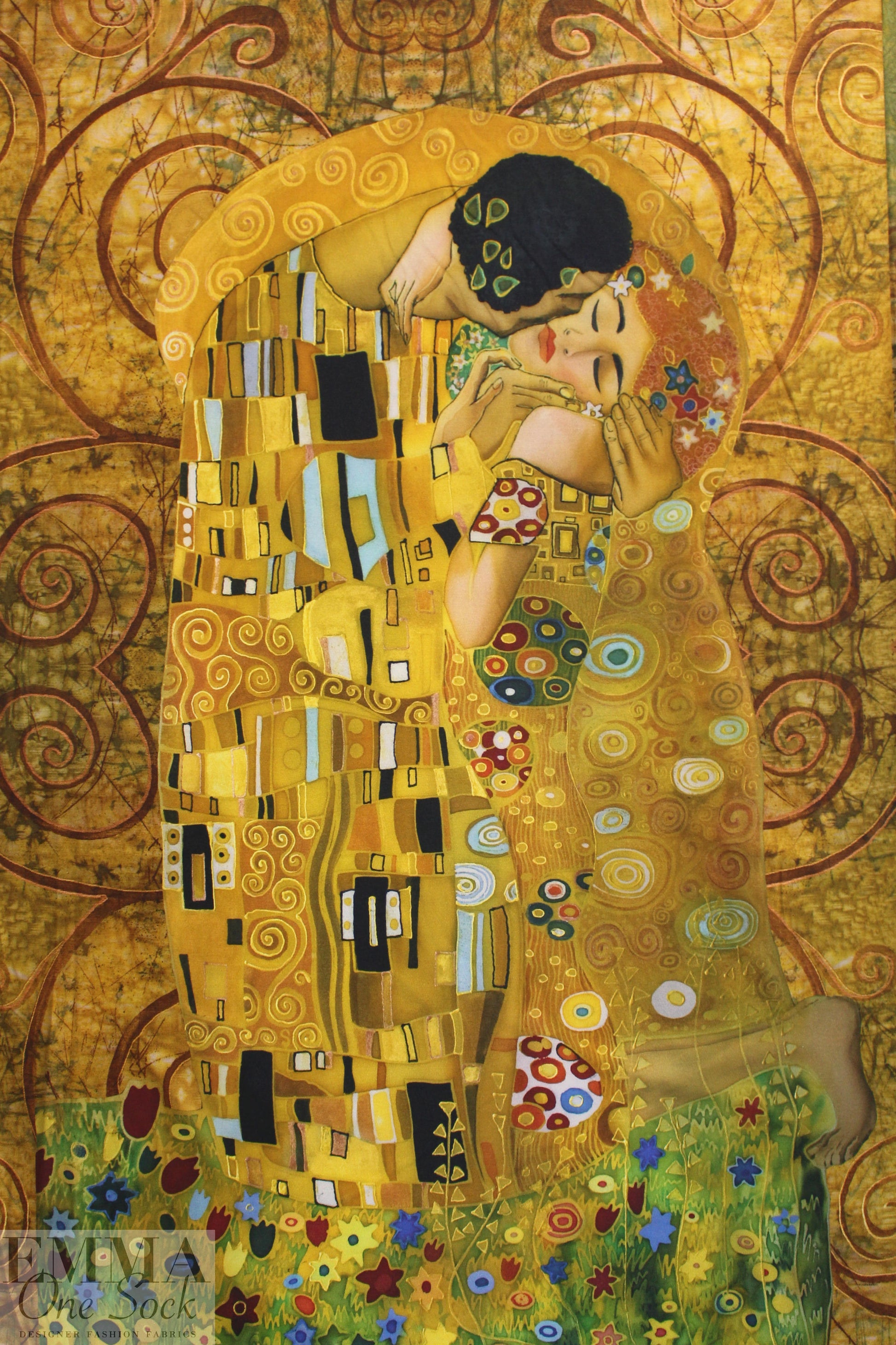 Dutch digital 'Klimt's The Kiss' panel 2.2 yds *Minor Flaw*