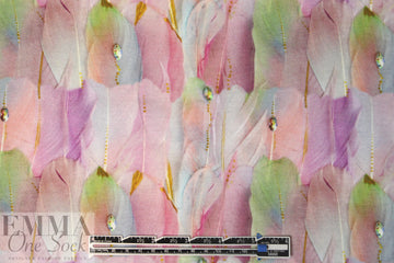 Dutch digital dreamcatcher feathers cotton/lycra knit  1.25 yds
