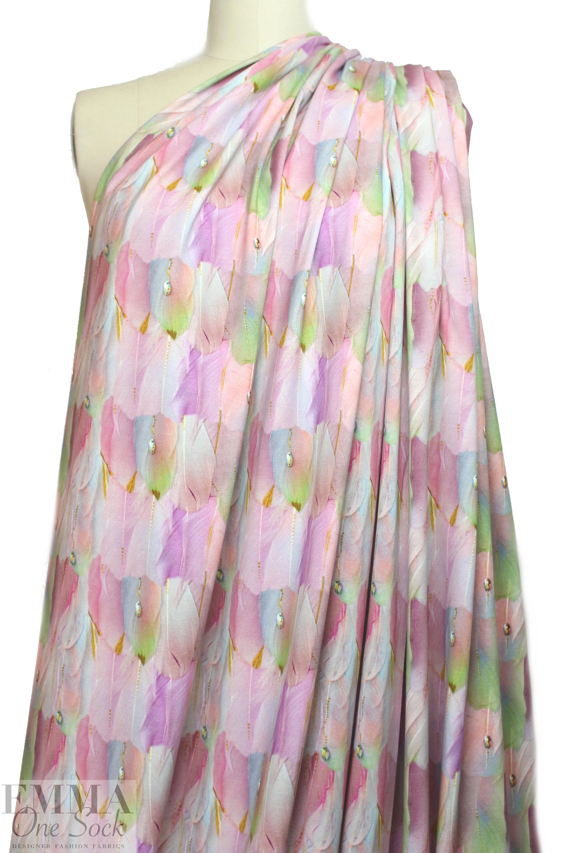 Dutch digital dreamcatcher feathers cotton/lycra knit