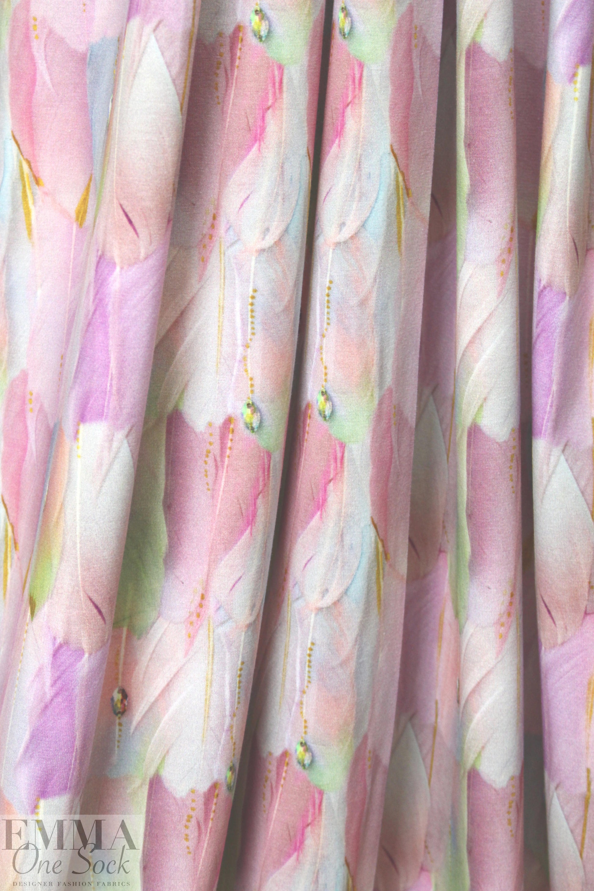 Dutch digital dreamcatcher feathers cotton/lycra knit