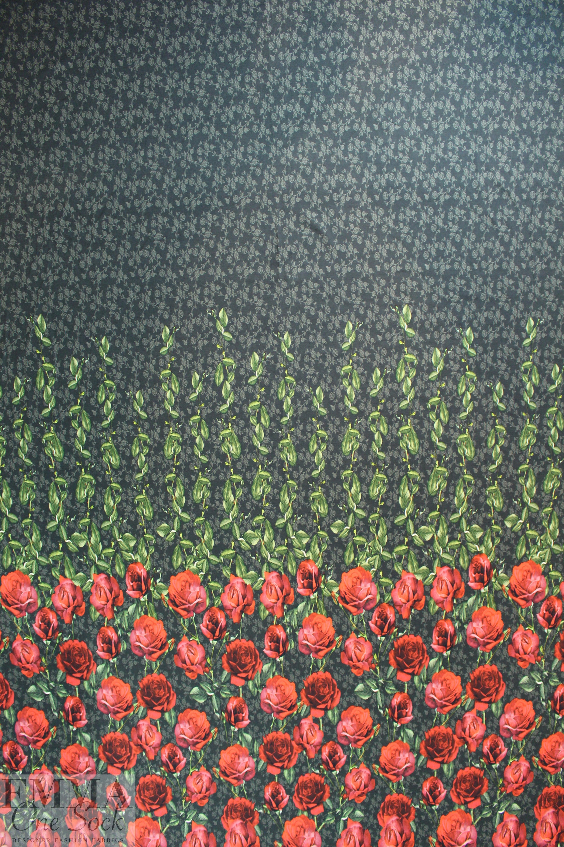 Dutch digital rose border cotton/lycra knit panel