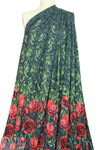 Dutch digital rose border cotton/lycra knit panel