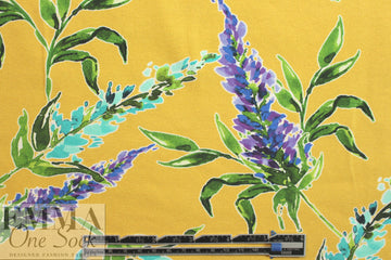 Dutch digital 'lupines on mustard' knit Oeko-Tex certified