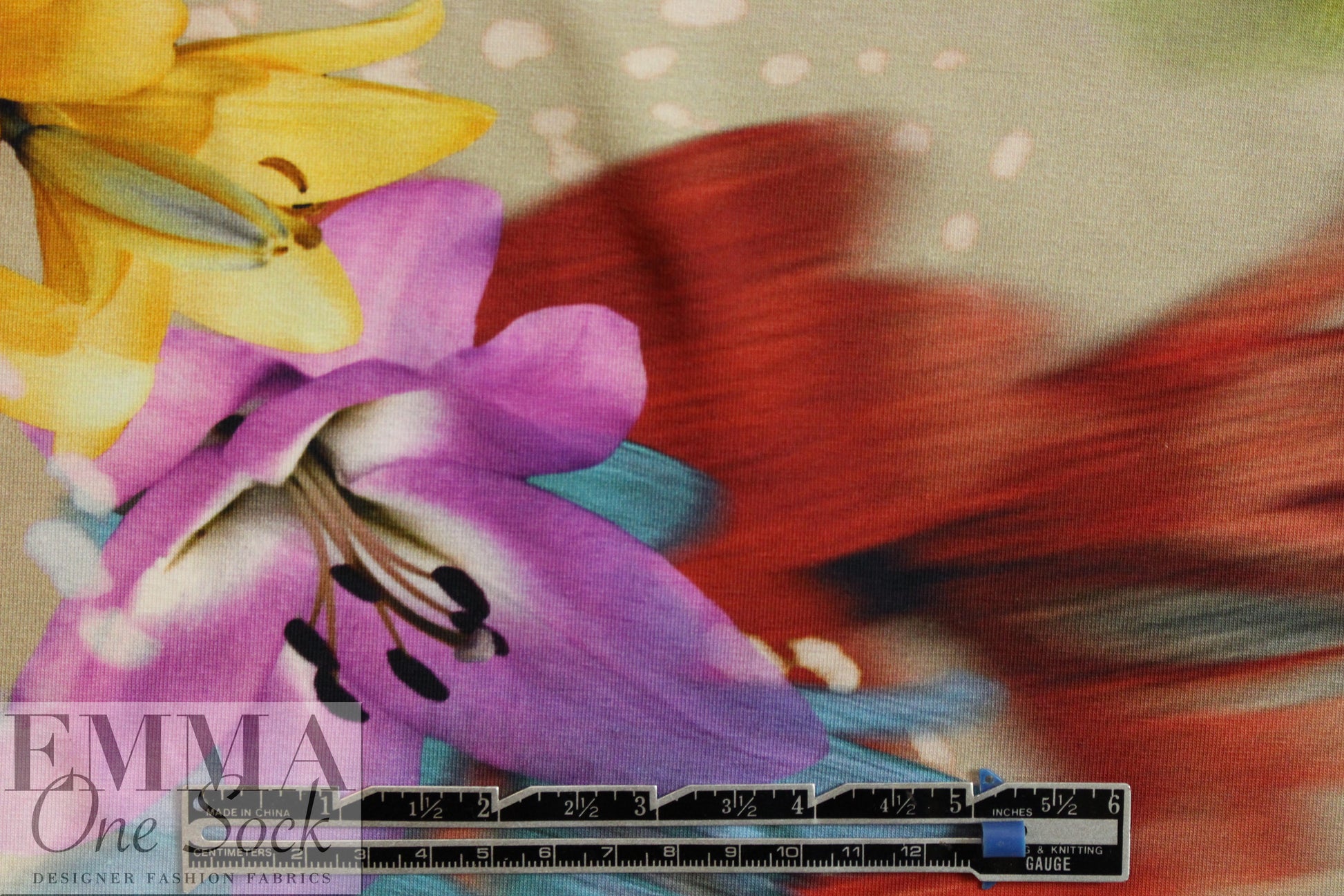 Dutch digital 'valley of lilies' knit Oeko-Tex certified .75 yds