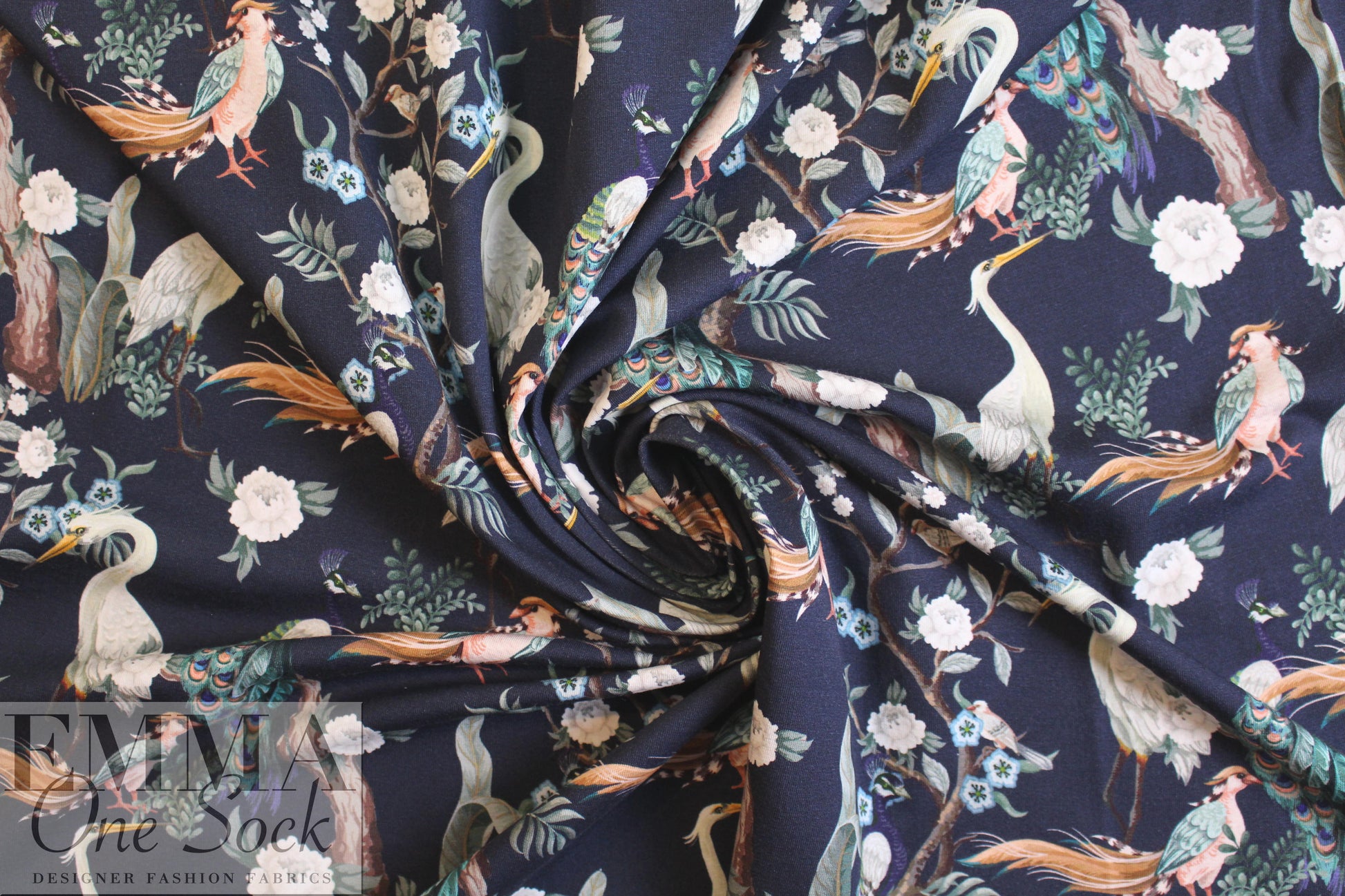 Dutch digital birds of a feather knit Oeko-Tex certified .5 yds