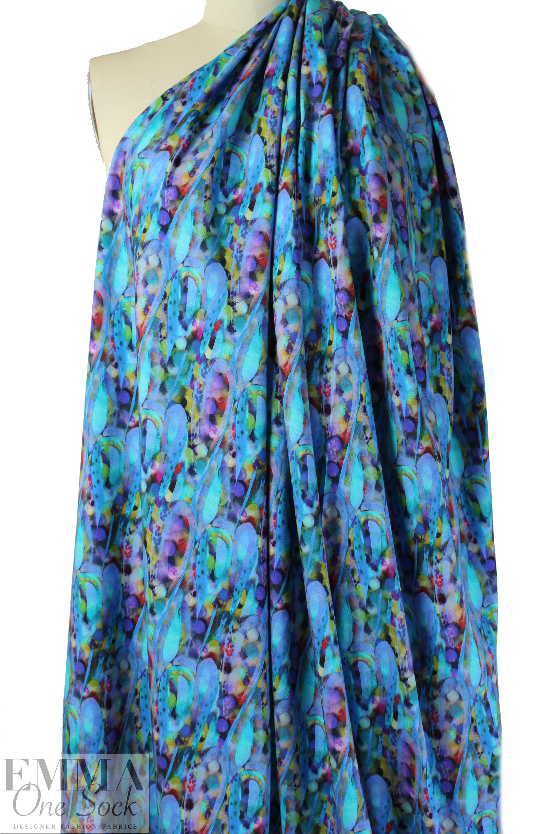 Dutch digital 'turquoise fantasy' knit Oeko-Tex certified