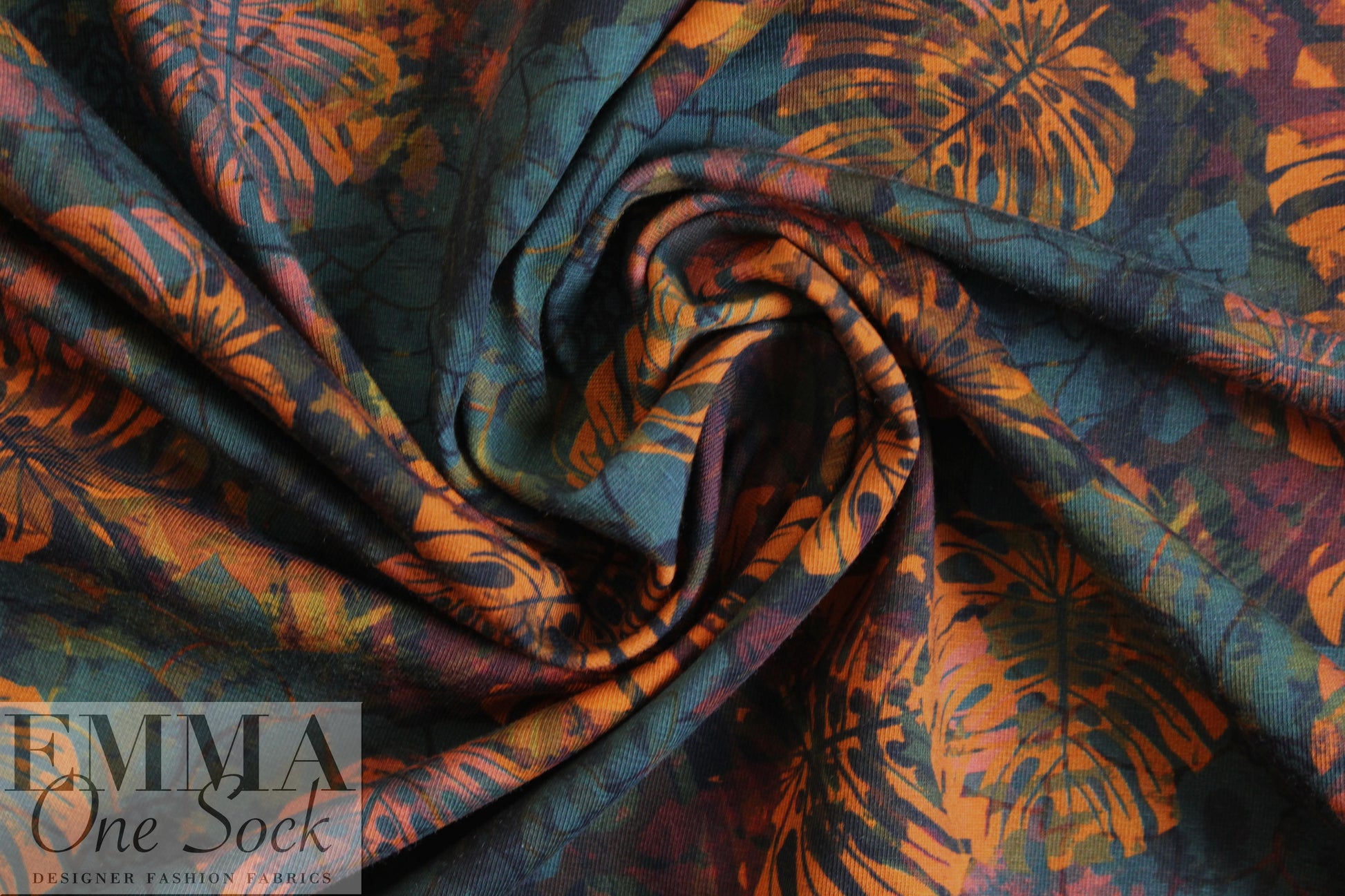 Dutch digital autumn leaves knit Oeko-Tex certified