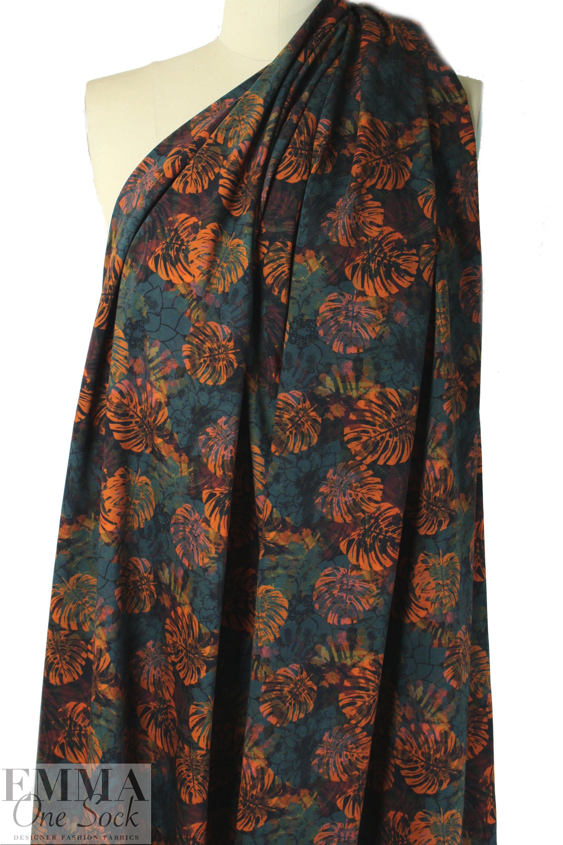 Dutch digital autumn leaves knit Oeko-Tex certified 1 yard