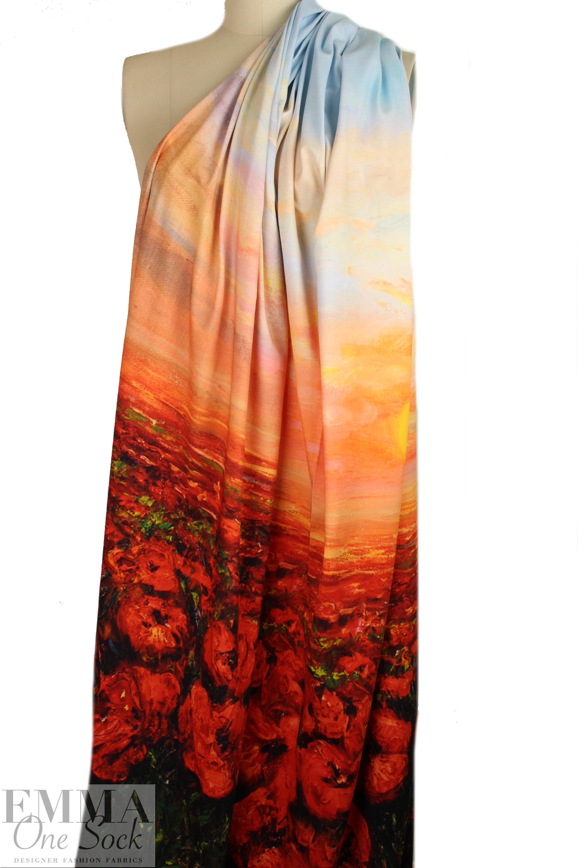 Dutch digital 'poppy fields' knit Oeko-Tex certified panel