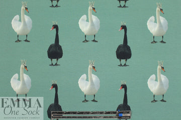 Dutch digital 'swans in tiaras' 3, cotton/lycra knit