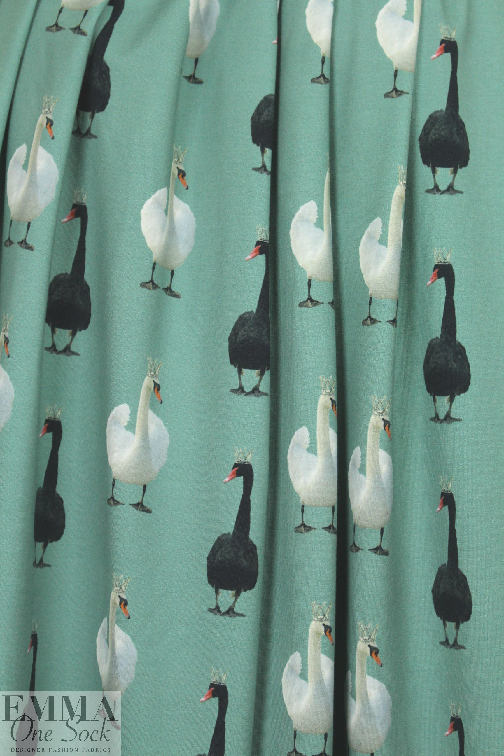 Dutch digital 'swans in tiaras' 3, cotton/lycra knit