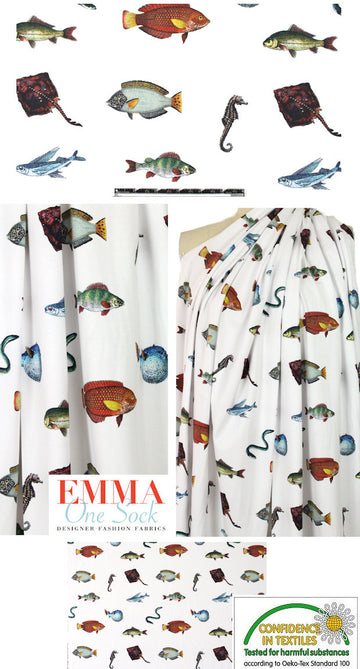 Dutch digital 'sea creatures' cotton/lycra knit