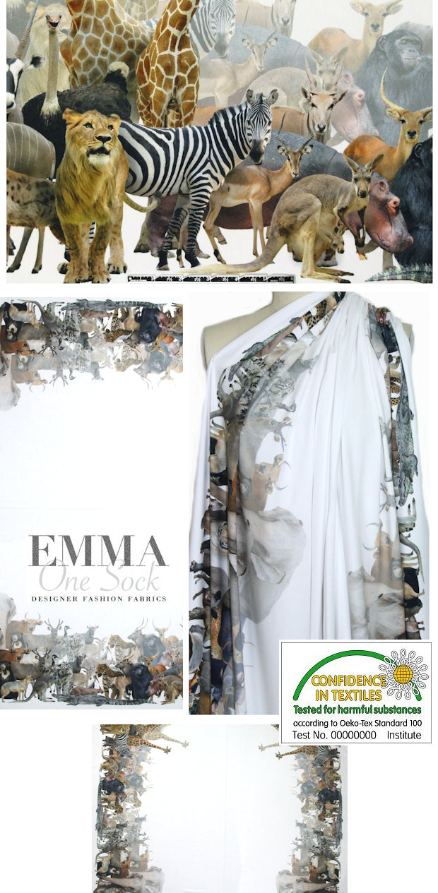 Dutch 'African plains' double border cotton/lycra knit 1.375 yds