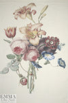 Dutch digital 'floral bouquet' cotton/lycra panel knit