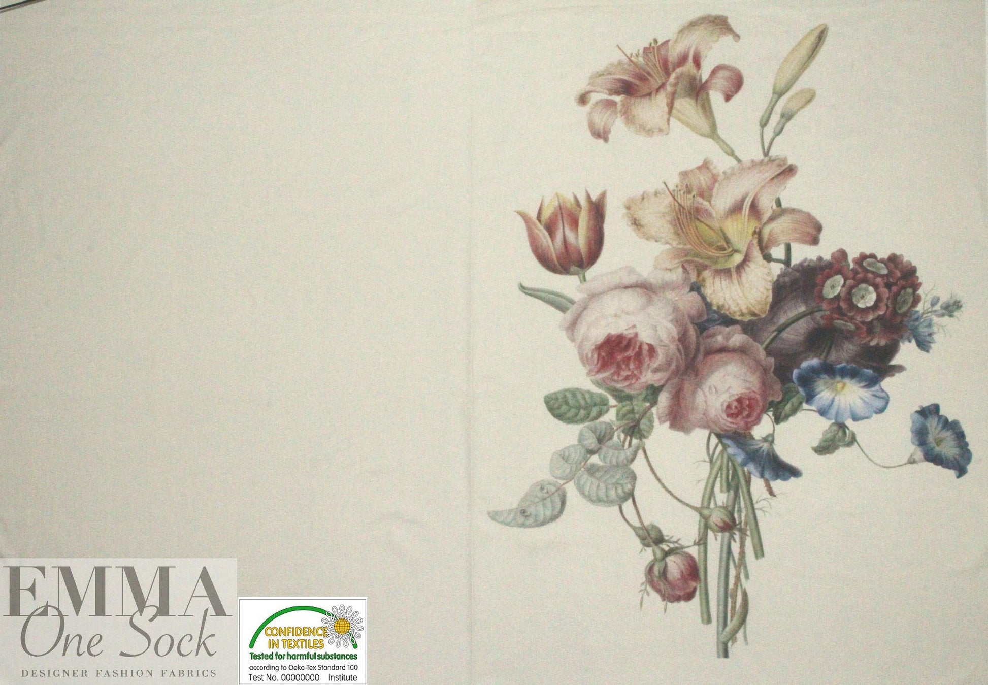 Dutch digital 'floral bouquet' cotton/lycra panel knit  2 yds (Two Panels)