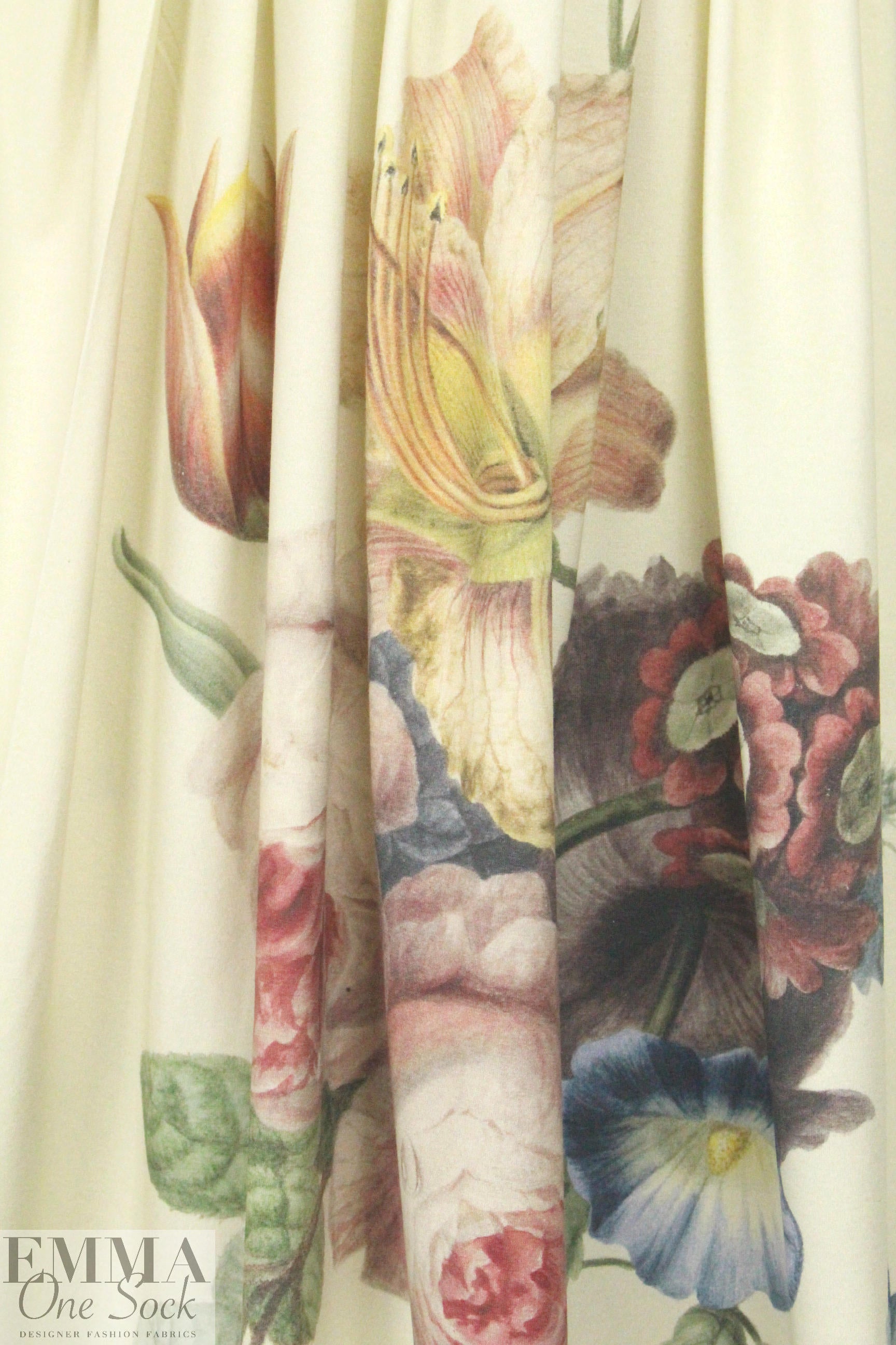 Dutch digital 'floral bouquet' cotton/lycra panel knit  1.2 yd