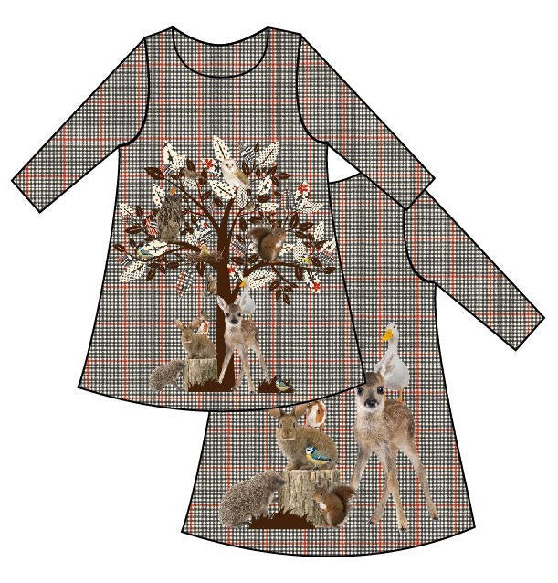 Dutch digital 'woodland friends' cotton/lycra knit panel