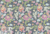 Dutch digital charcoal aviary floral cotton/lycra knit