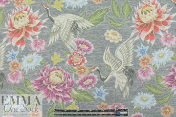 Dutch digital lt. gray aviary floral cotton/lycra knit