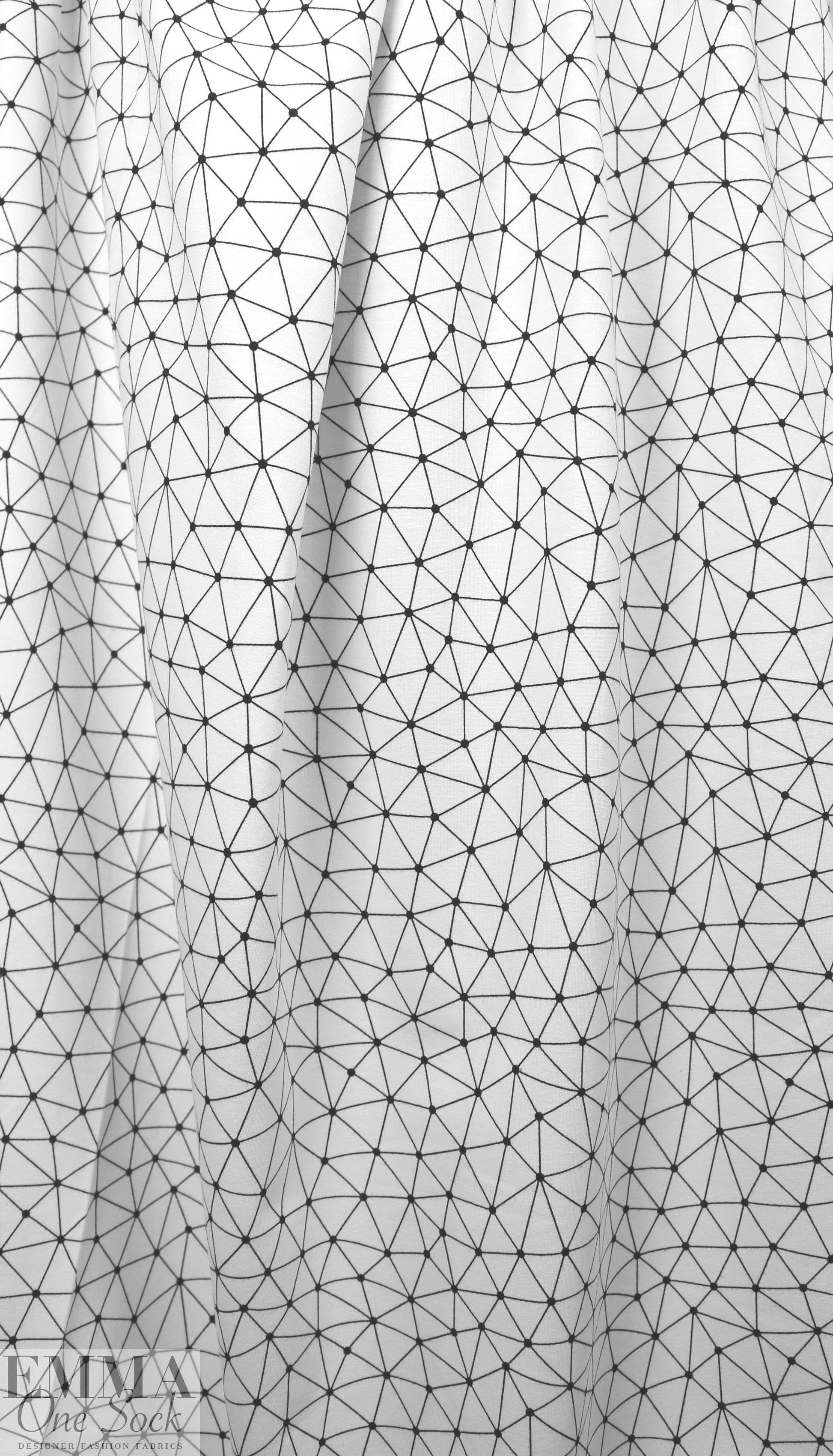 Dutch 'geodesic' bio-cotton knit - white/black 1.375 yds