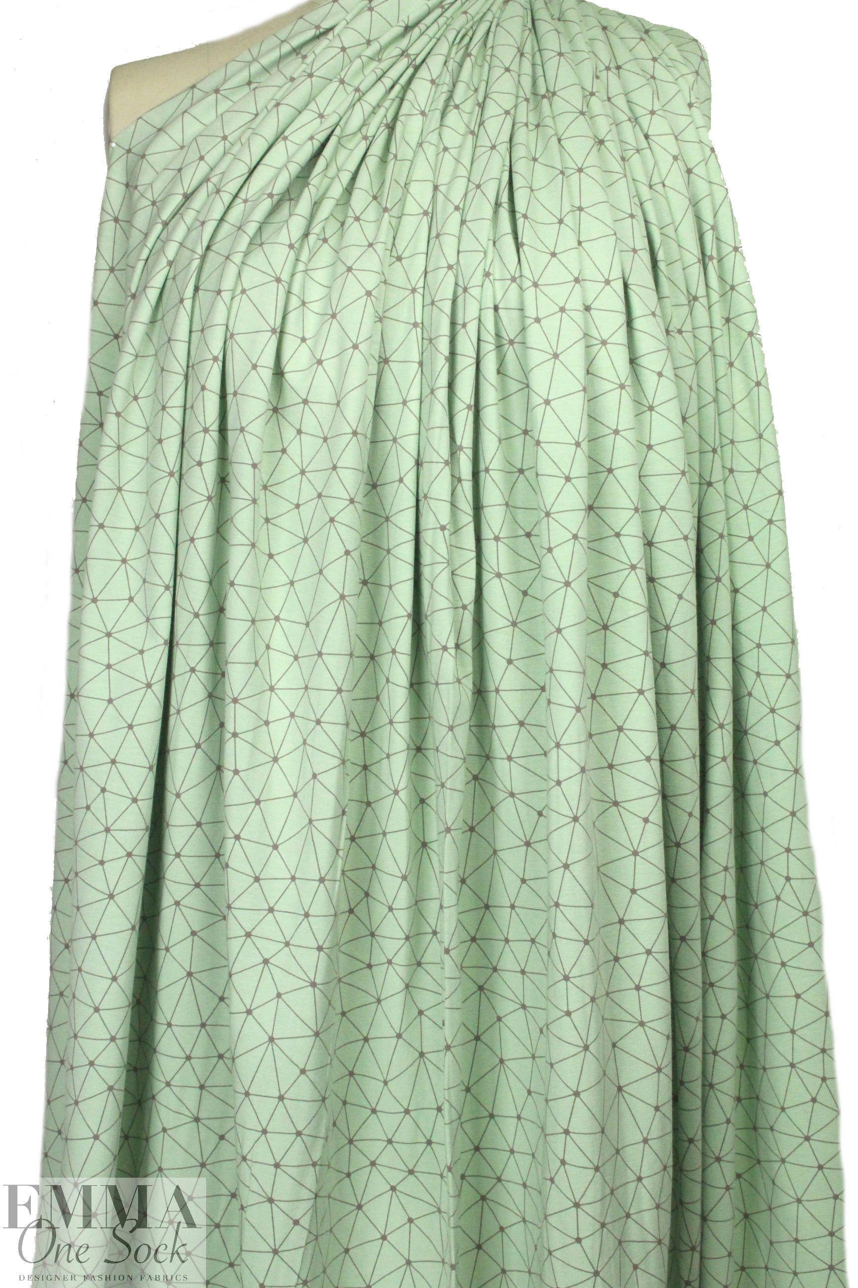 Dutch 'geodesic' bio-cotton knit - mint/graphite 2 yd