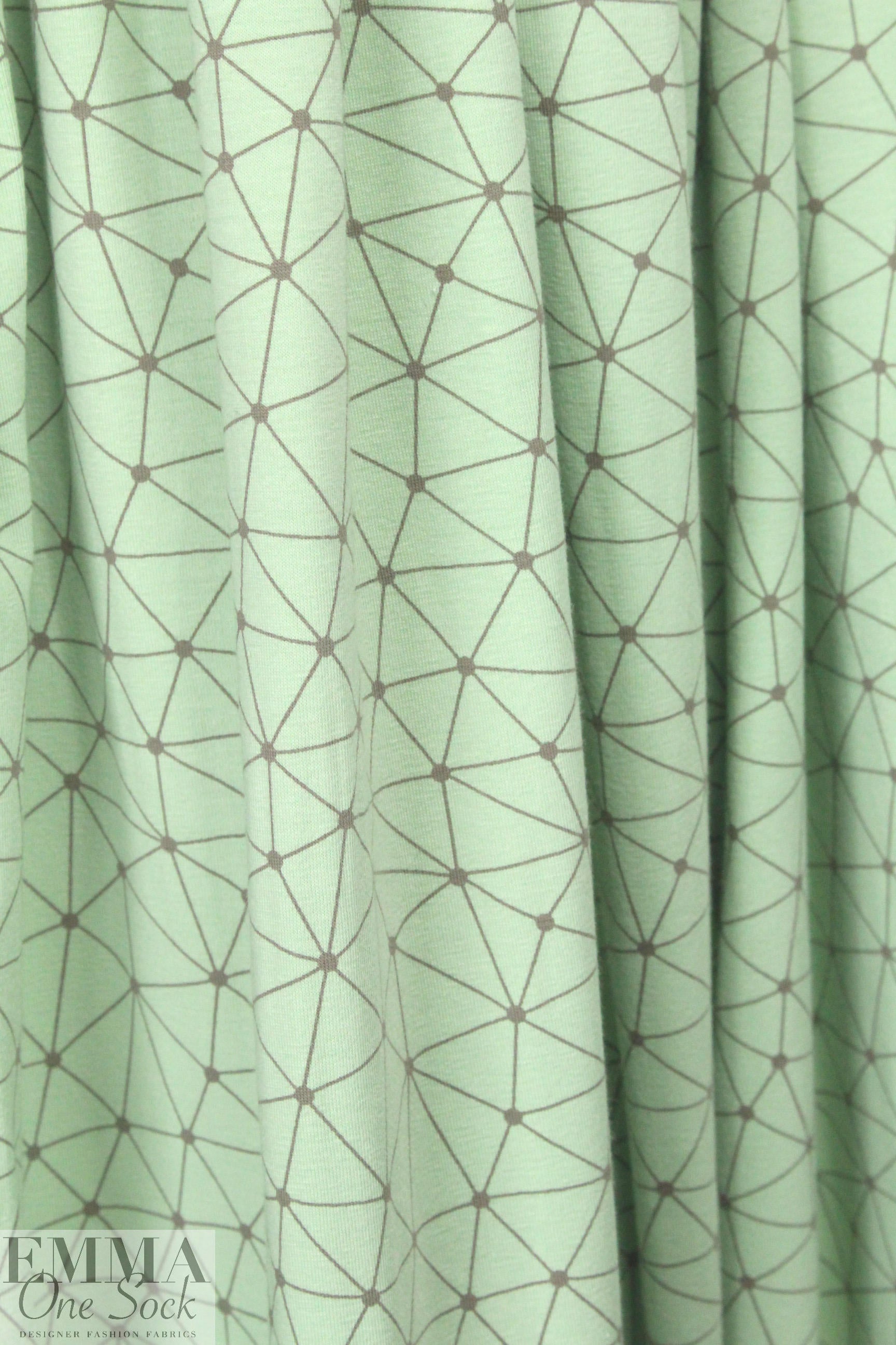 Dutch 'geodesic' bio-cotton knit - mint/graphite .66 yds