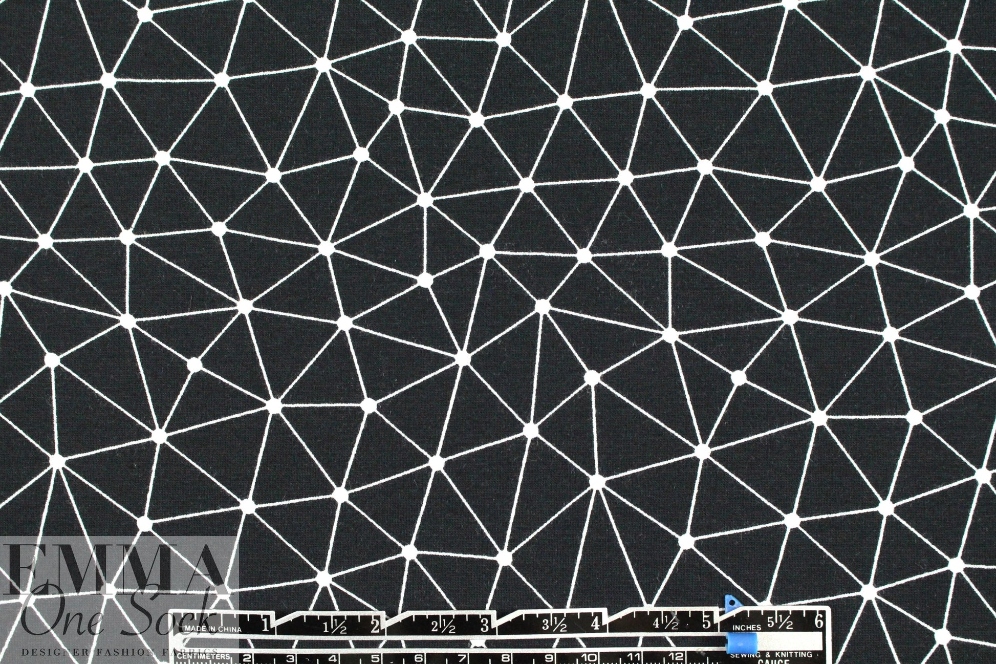 Dutch 'geodesic' bio-cotton knit - black/white 1.875 yds