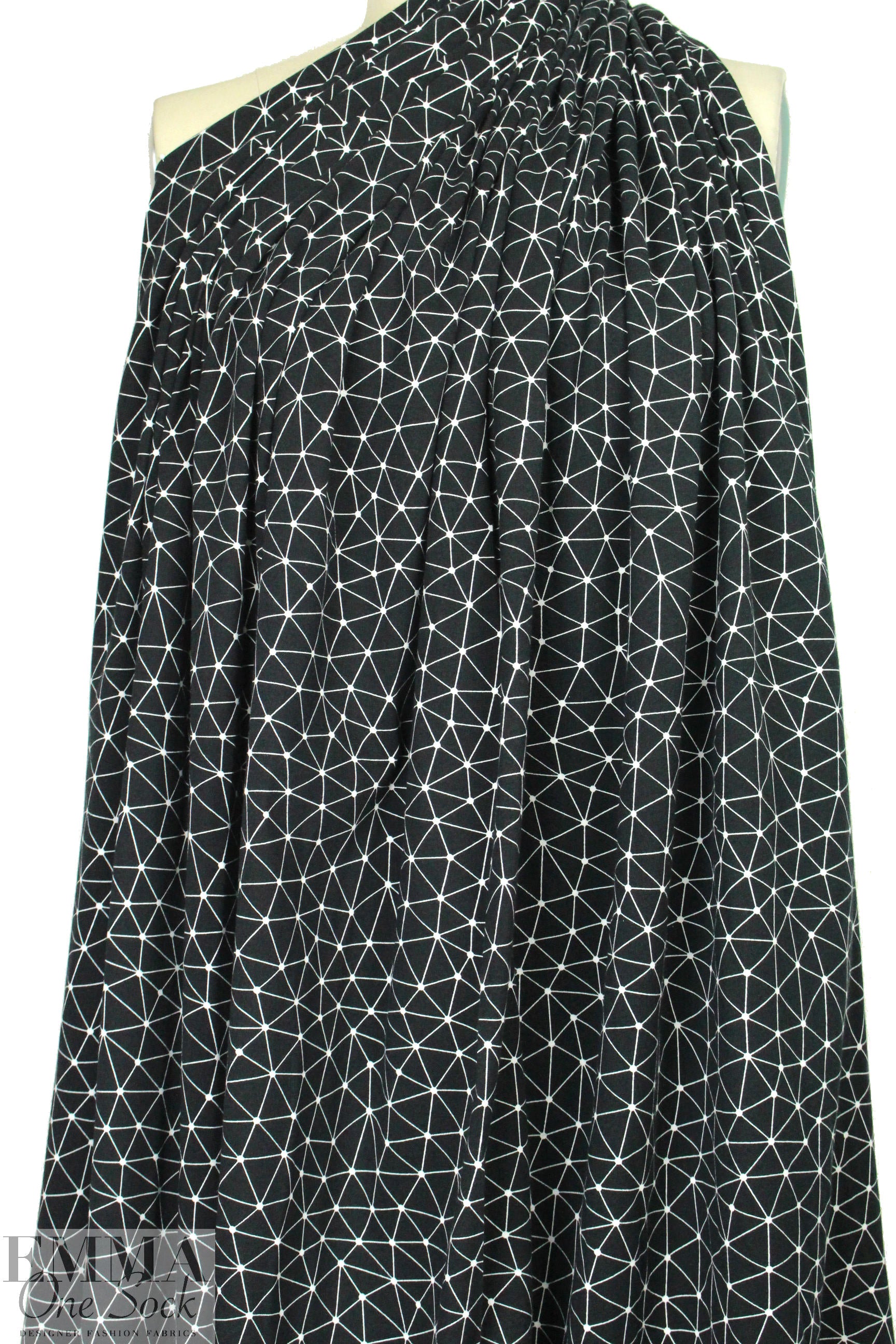 Dutch 'geodesic' bio-cotton knit - black/white 1.875 yds