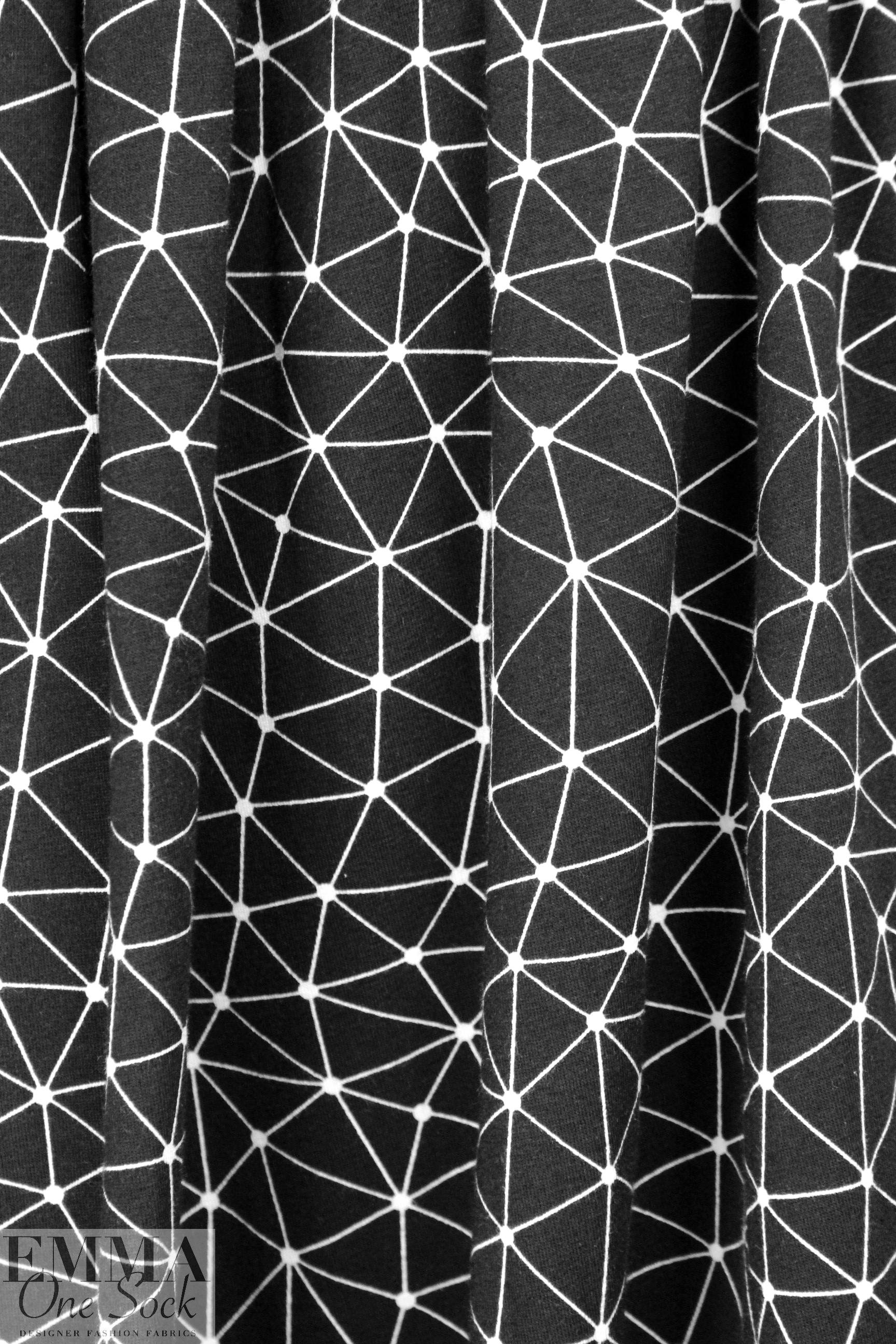 Dutch 'geodesic' bio-cotton knit - black/white 1.875 yds