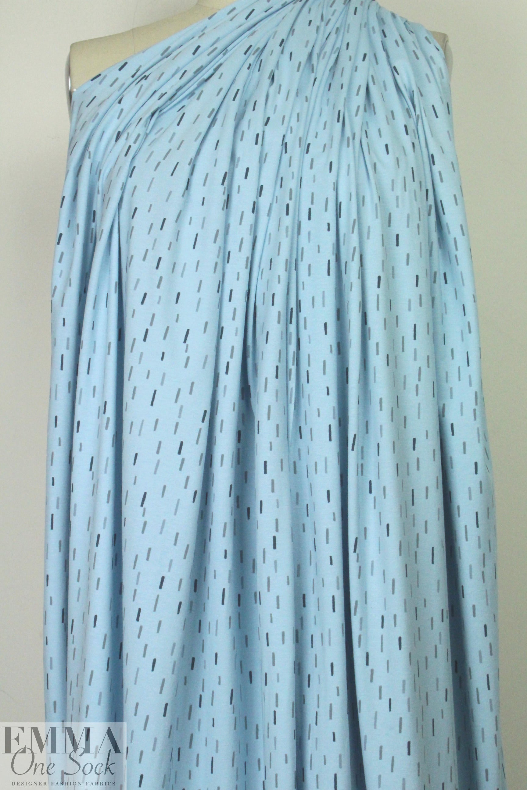 Dutch 'dashy dash' bio-cotton knit - powder blue/gray .75 yds