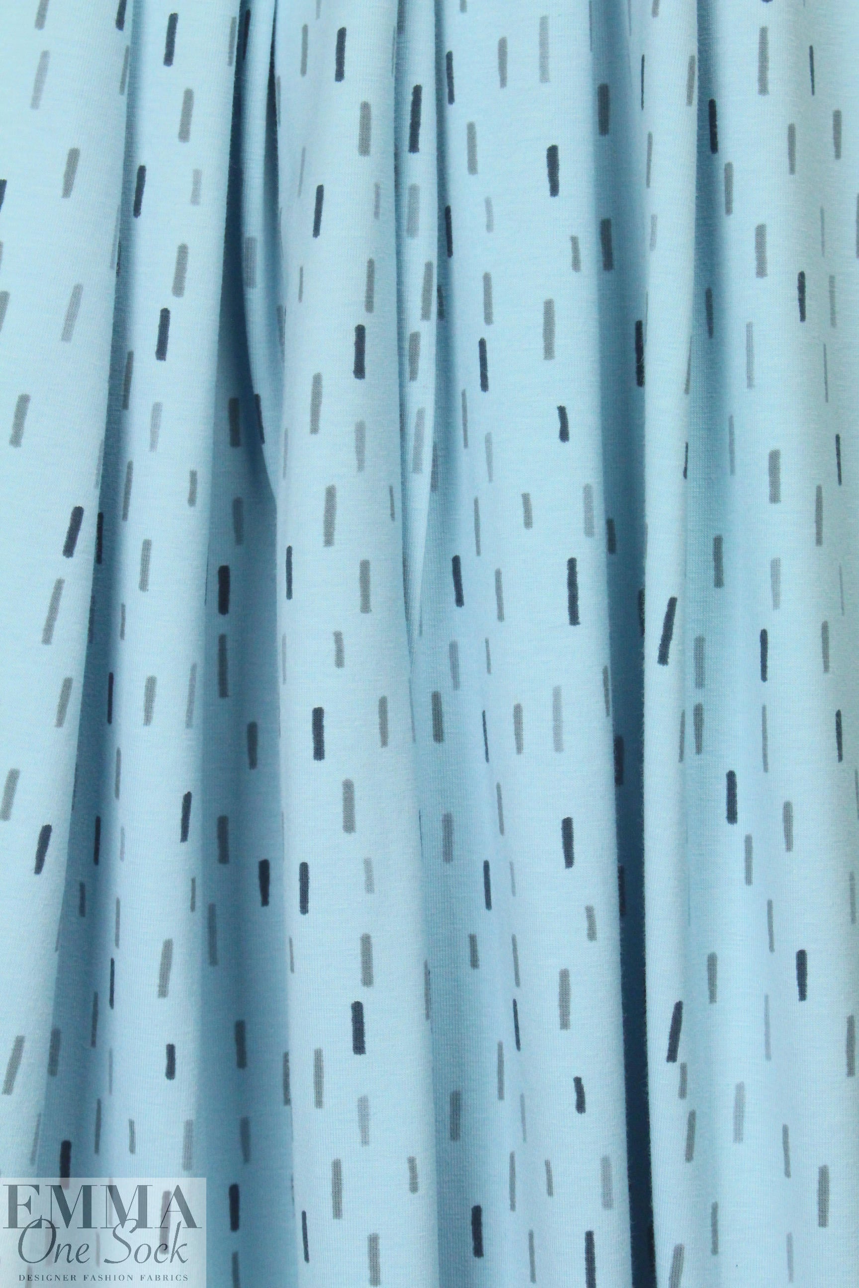 Dutch 'dashy dash' bio-cotton knit - powder blue/gray .75 yds