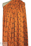 Dutch 'dandelion puffs' bio-cotton knit - orange/loden 1 yard