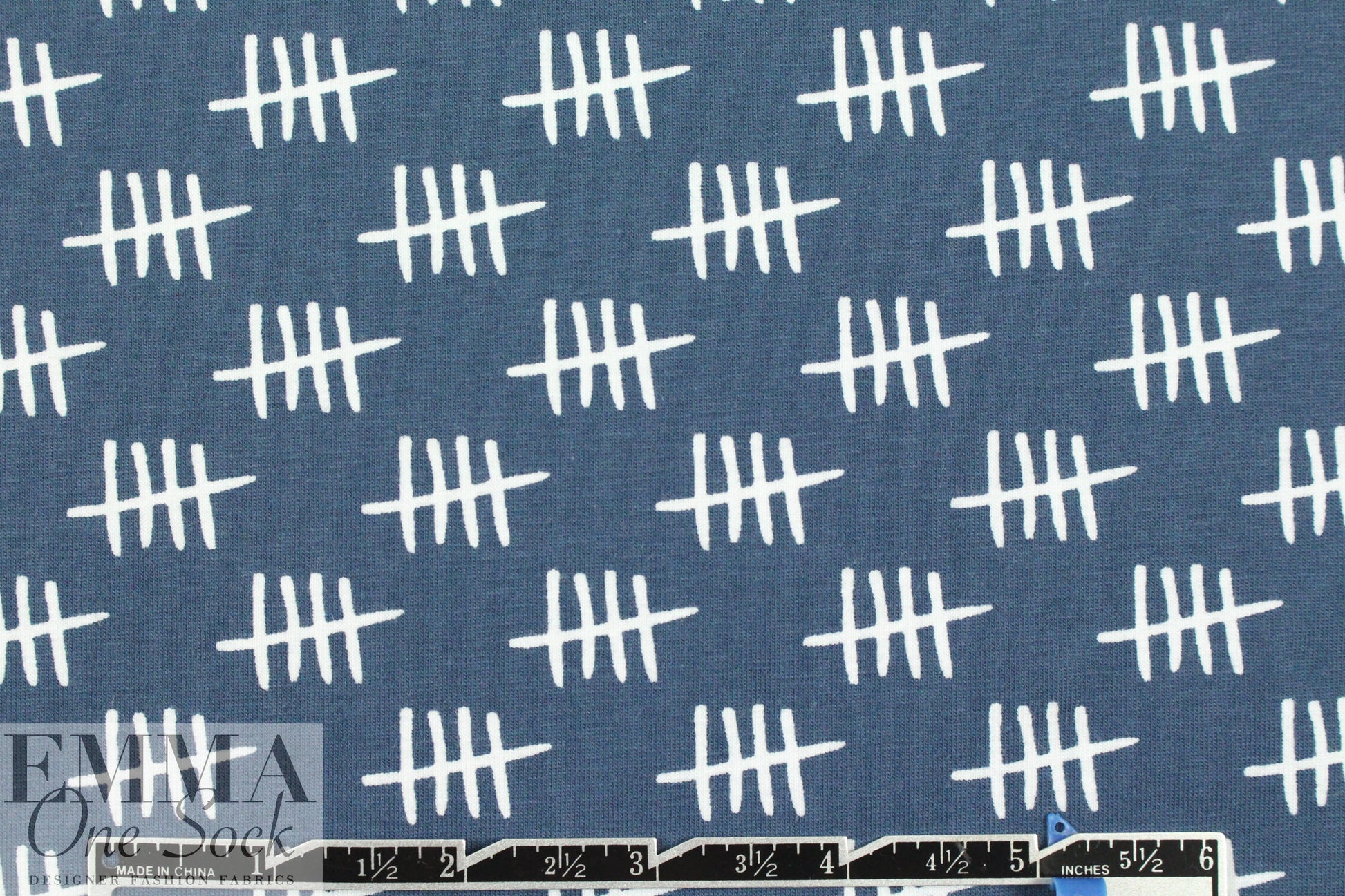 Dutch 'count by fives' bio-cotton knit - marine/white 1.5 yds