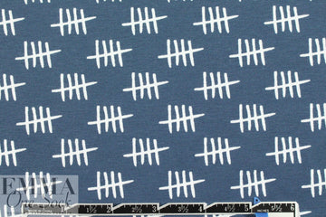 Dutch 'count by fives' bio-cotton knit - marine/white 1.5 yds