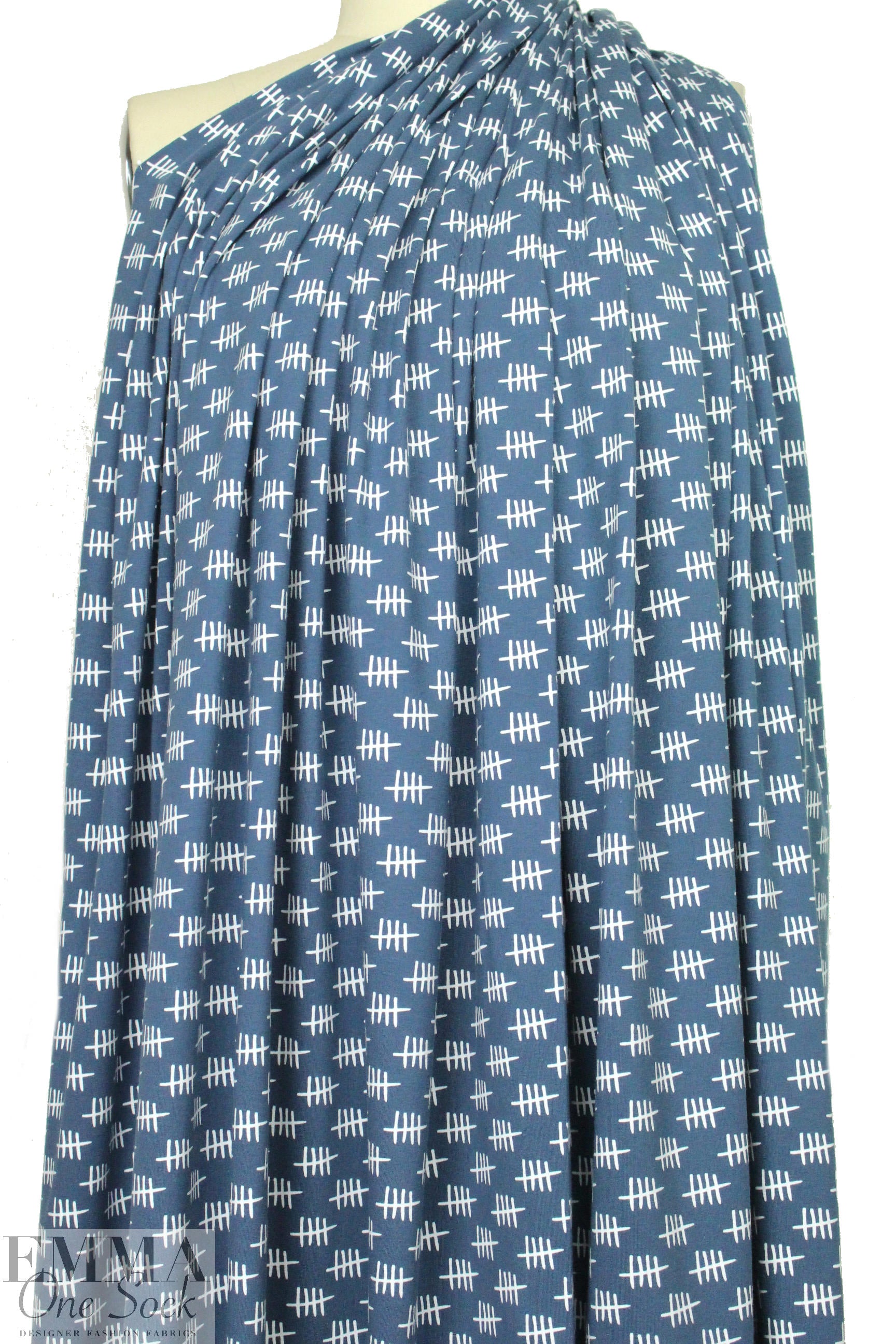 Dutch 'count by fives' bio-cotton knit - marine/white